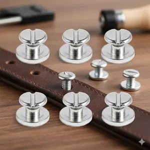 Heavy Duty Metal Fastener Kit: Industrial Grade Repair Parts, 20 Brass Rivets, 10 Leather Craft Binding Studs, DIY Tool Set for Wallet/Album/Calendar Mounting.