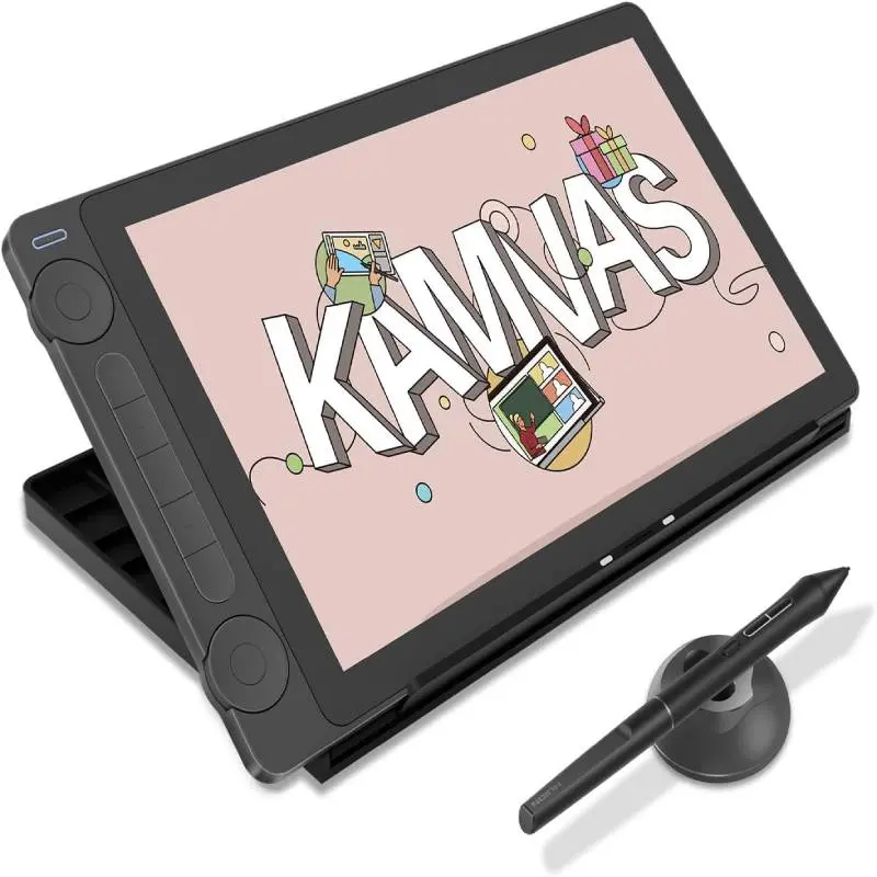 HUION Kamvas 13 Gen 3 Digital Graphic Tablet - 13.3 in Anti-Sparkle Canvas Glass Screen, 16384 Pressure Levels, PenTech 4.0, Dual Adjustable Dial, USB-C Cable Included for PC, Mac, Android Multi-Platform Devices (Black)