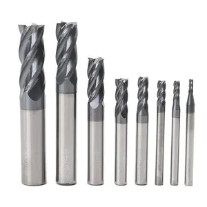 CNC End Mill Set, Carbide Tungsten 4 Fultes Milling, Bits Bits Tool Straight Shank 2-12mm 8pcs