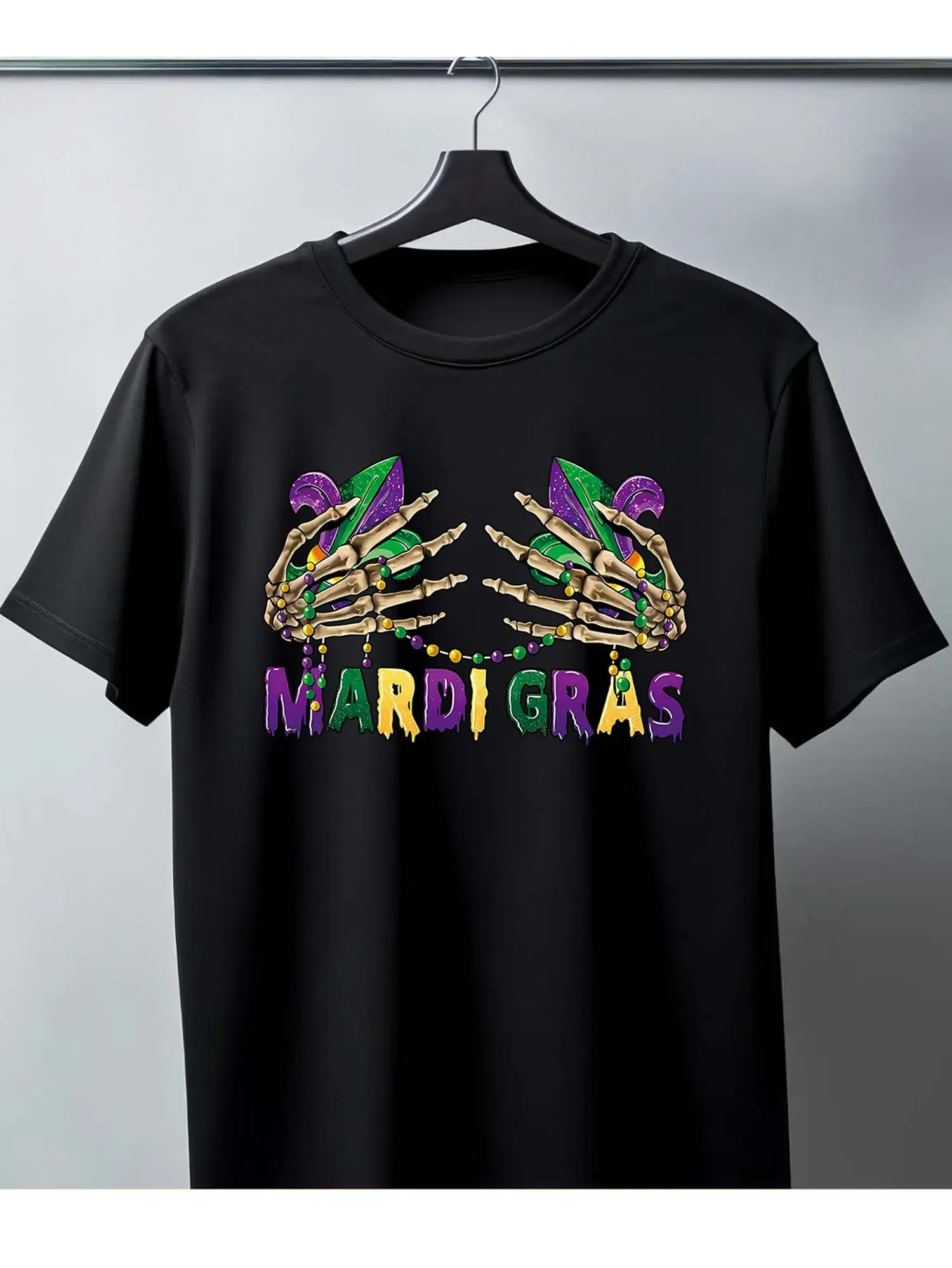Pure - Cotton Black Men's T - Shirt_ Mardi Gras Se unisex soft cotton short sleeve t shirt, vintage graphic casual tee for men women teens, perfect birthday holiday gift for camping travel gym daily street  wear