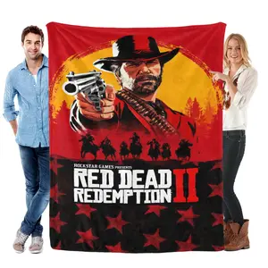Red Dead Redemption John Marston Flannel Blanket - Premium Flannel Material Game Series Cowboy Characters Throw for Home Bedspread Decoration Mother's Day Valentine's Day Birthday Christmas Gift