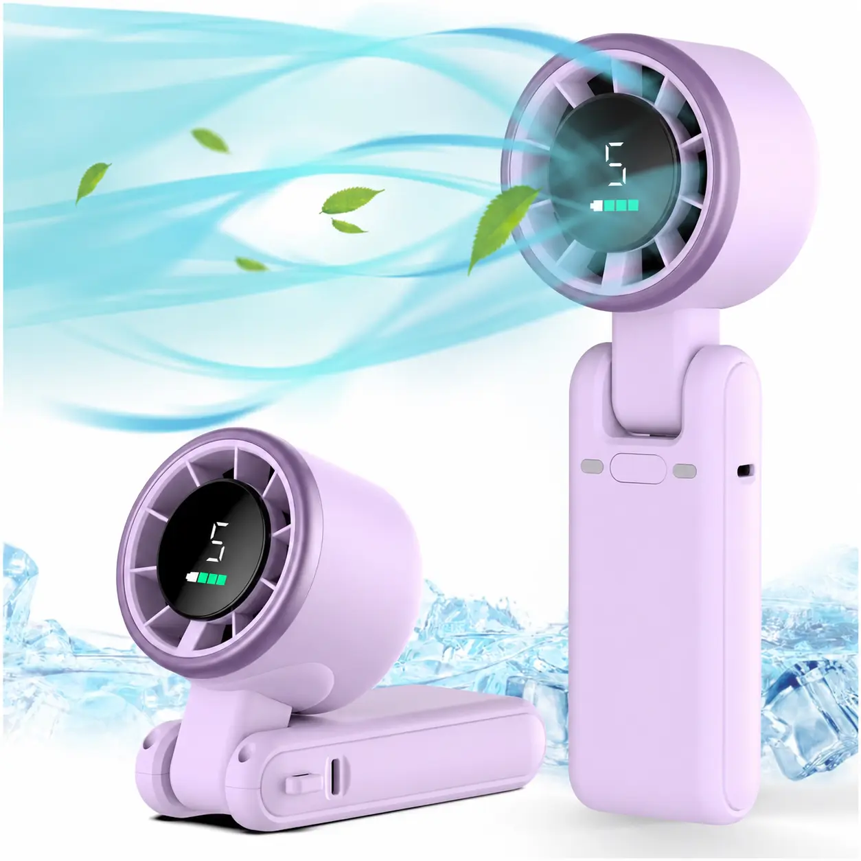 GMOX Portable Handheld Turbo Fan - 5 Gear High Speed 4000mAh Rechargeable Mini Personal Hand Fan, Battery Operated Travel Essentials, Beach Vacation