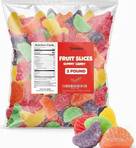 Bulk Fruit Slices Jelly Candy, Assorted Soft & Chewy Sugar-Coated Gummi Candy For Parties, Classroom candies & Treats - 2 Pound Bag