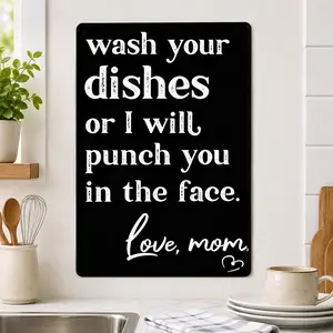 Funny Kitchen Wall Decor Plaque | Wash Your Dishes Love Mom Metal Sign | Aluminum Wall Sign 8×12 Inch | Kitchen Humor Rectangle Door Decor | Mother’s Day Gift for Mom & MiMi | summervibes,gift for Father's Day Vintage Garage Signs Yard Sign
