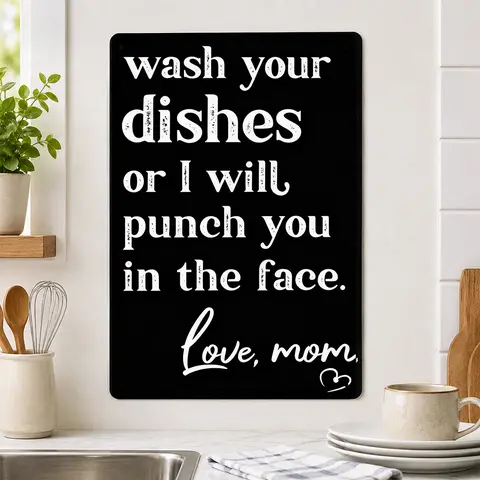 "Aged Vintage Metal Kitchen Wall Plaque - 8×12 in Casual Rectangle Garage-Inspired Sign, Aesthetic Home Decor Gift for Moms, Mother’s Day Vintage Garage Signs Supplies"