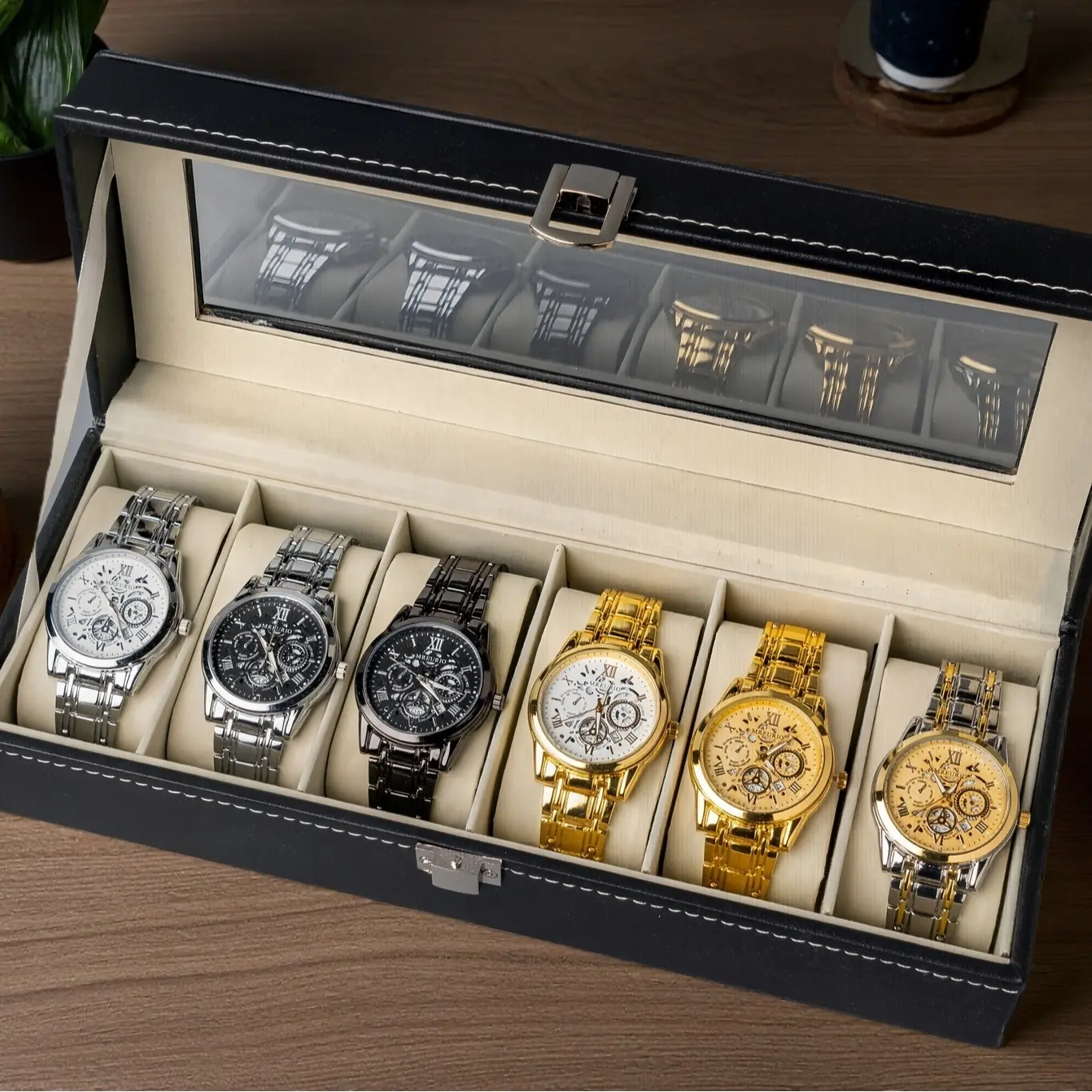 Classic Men's Accessories 6-Piece Gift Box Set with Leather Belt, Tie & Quartz Dial Fashion Analog Watch - Father's Day Gifts, Exquisite Watch Set, Gifts For Boyfriend