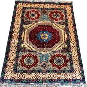 Gorgeous Handwoven Rug Luxury Style & Warmth for Your Home with Vibrant Red and Blue Medallion Design