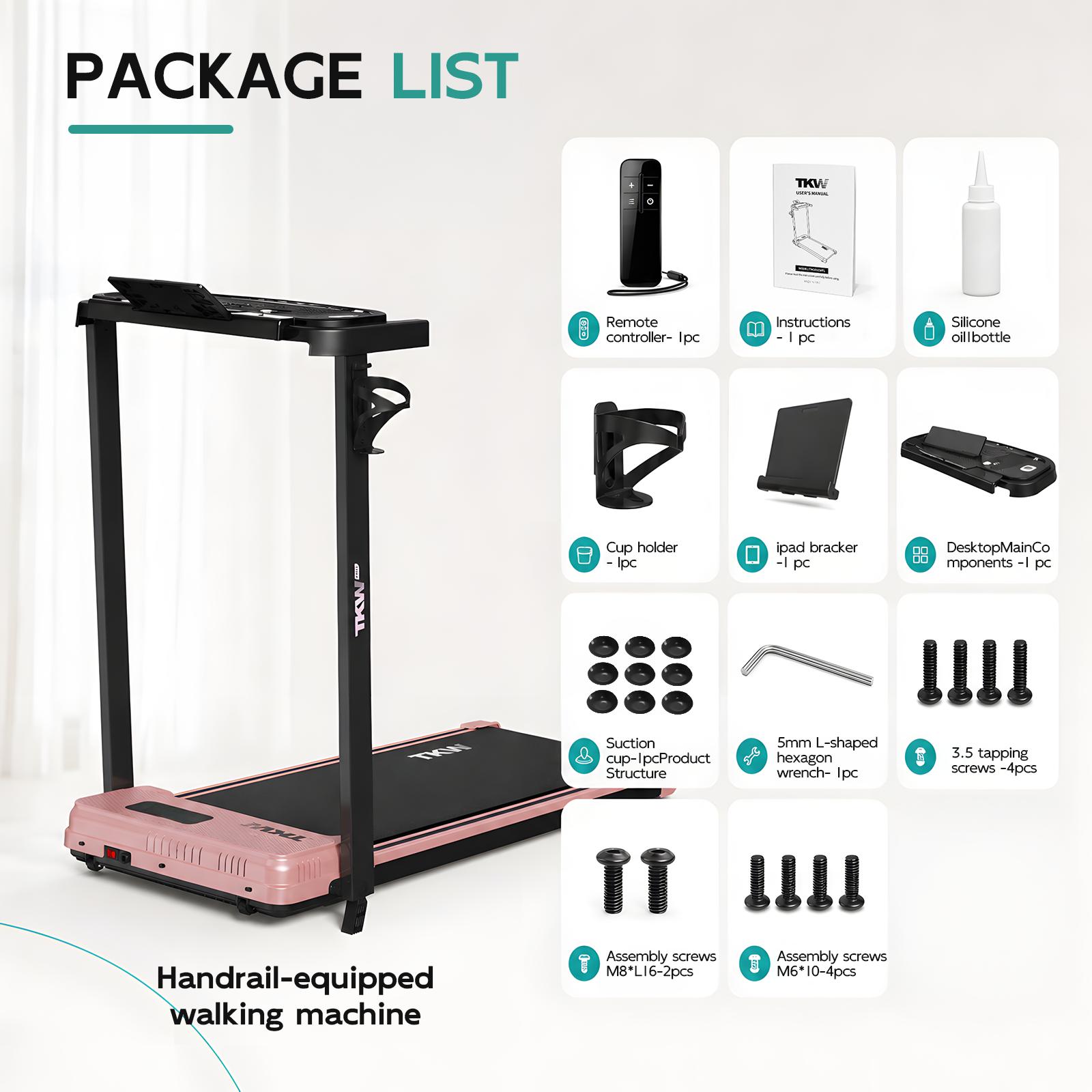 Compact Under Desk Walking Pad Treadmill - 5% Incline, Low Noise Motor, Portable Fitness Equipment for Home & Office Workout, Incline Walking Treadmill