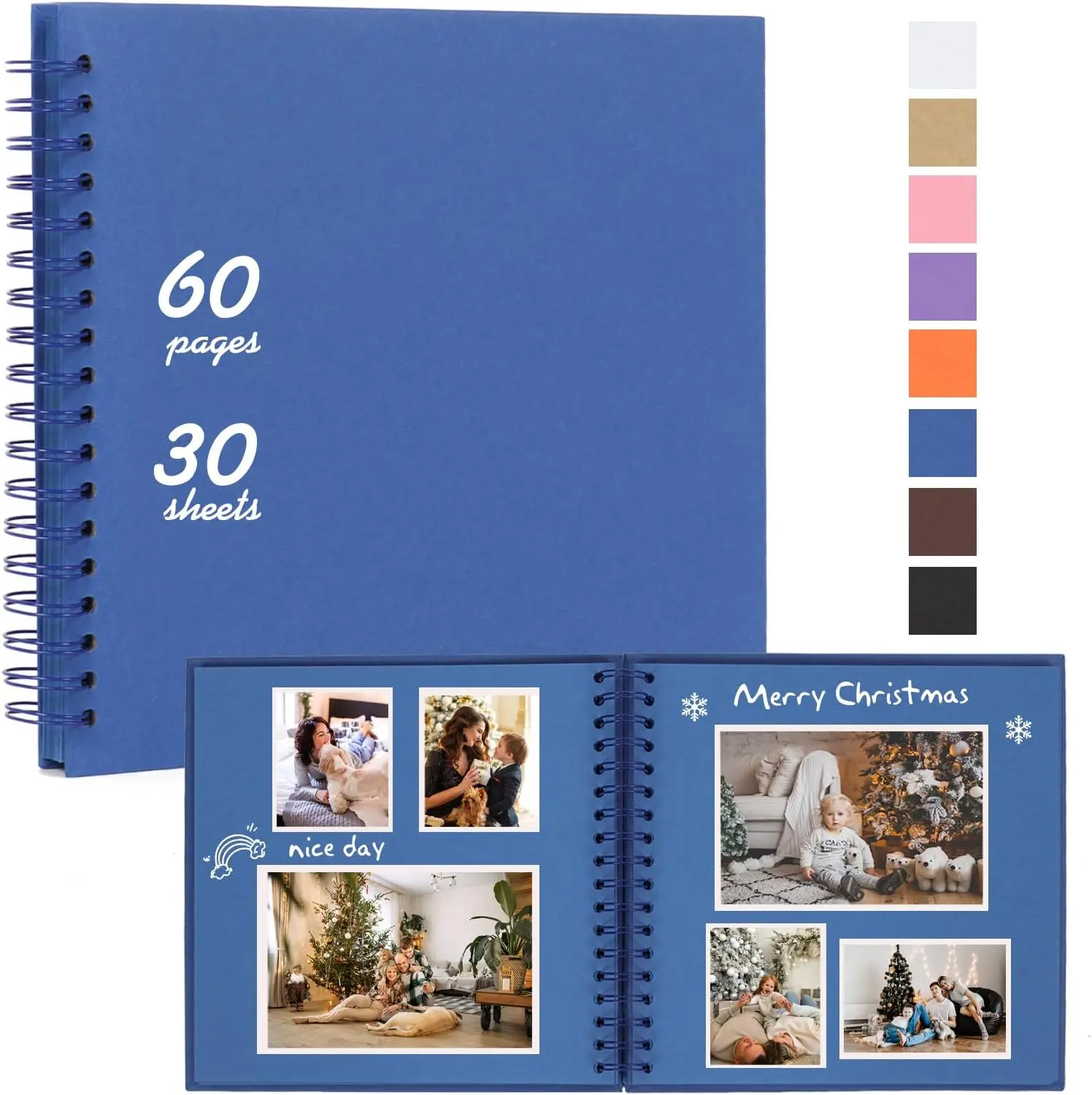 10 x 10 Inch DIY Scrapbook Album 60 Pages Hardcover  Paper Scrap Book Photo Albums Memory Book for Wedding and Anniversary Family (Blue)