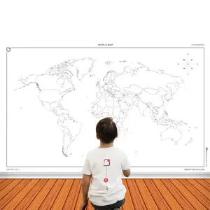Smarty Dots | WORLD MAP Dry Erase Without A Trace FlexiBoard Glueless Optically Transparent Truly Repositionable Flexible Thick Premium Quality Any Surface Made in The USA (58x35)