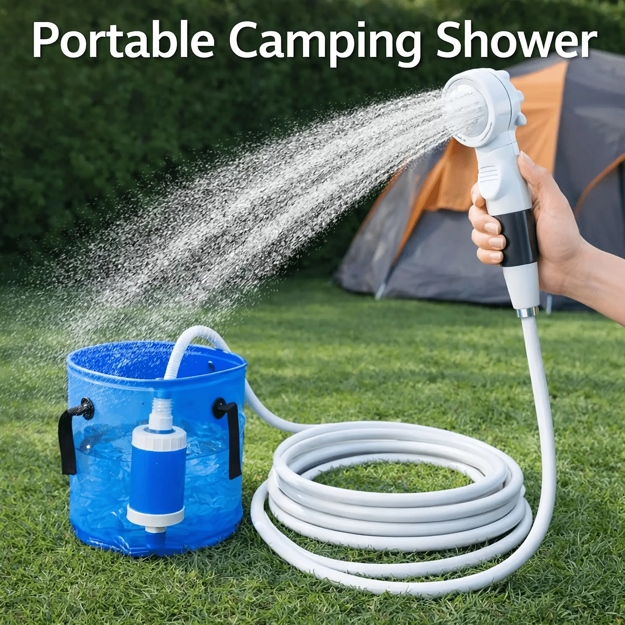 Portable Camping Shower Pump, USB Powered Outdoor Shower System with 78.74inch Hose, Rechargeable Portable Shower for Camping, Pet Bathing, Car Cleaning & Garden Watering