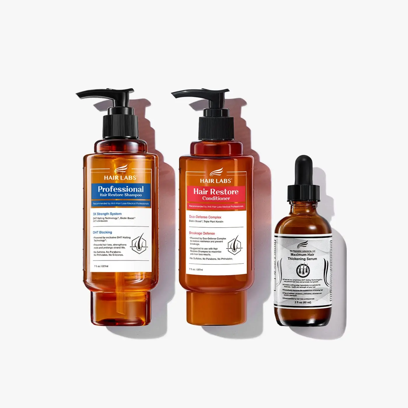 Professional Hair Restore Shampoo, Conditioner, and Thickening Serum Bundle