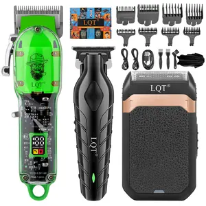 Professional Men's Grooming Kit, Hair Clipper Set, 3-Piece Set, Cordless with LED Display, Includes Trimmer, Shaver, and Beard Trimmer - Men's Gift