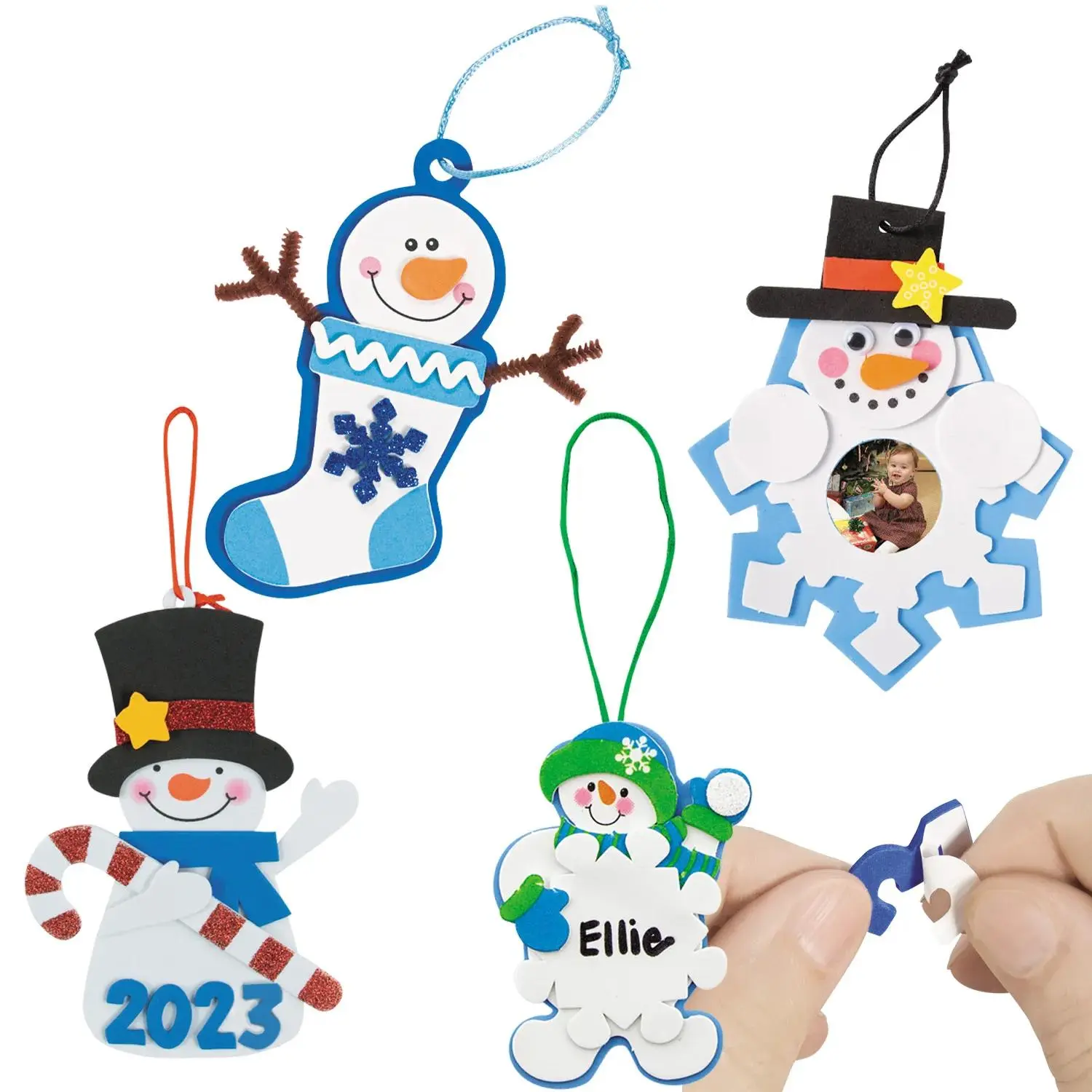 Bulk Makes 48 Snowman Ornament Craft Kit Assortment