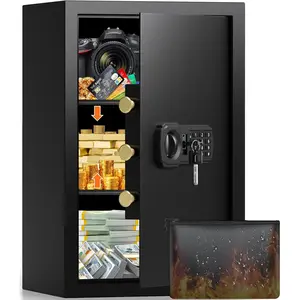 21.65"H Large Safe Box for , 3.8 cu ft Anti- Safe with A4 Fireproof Bag, Steel  Safe with Keypad Lock, Backup , External Power  Box, Document Safe for   Document