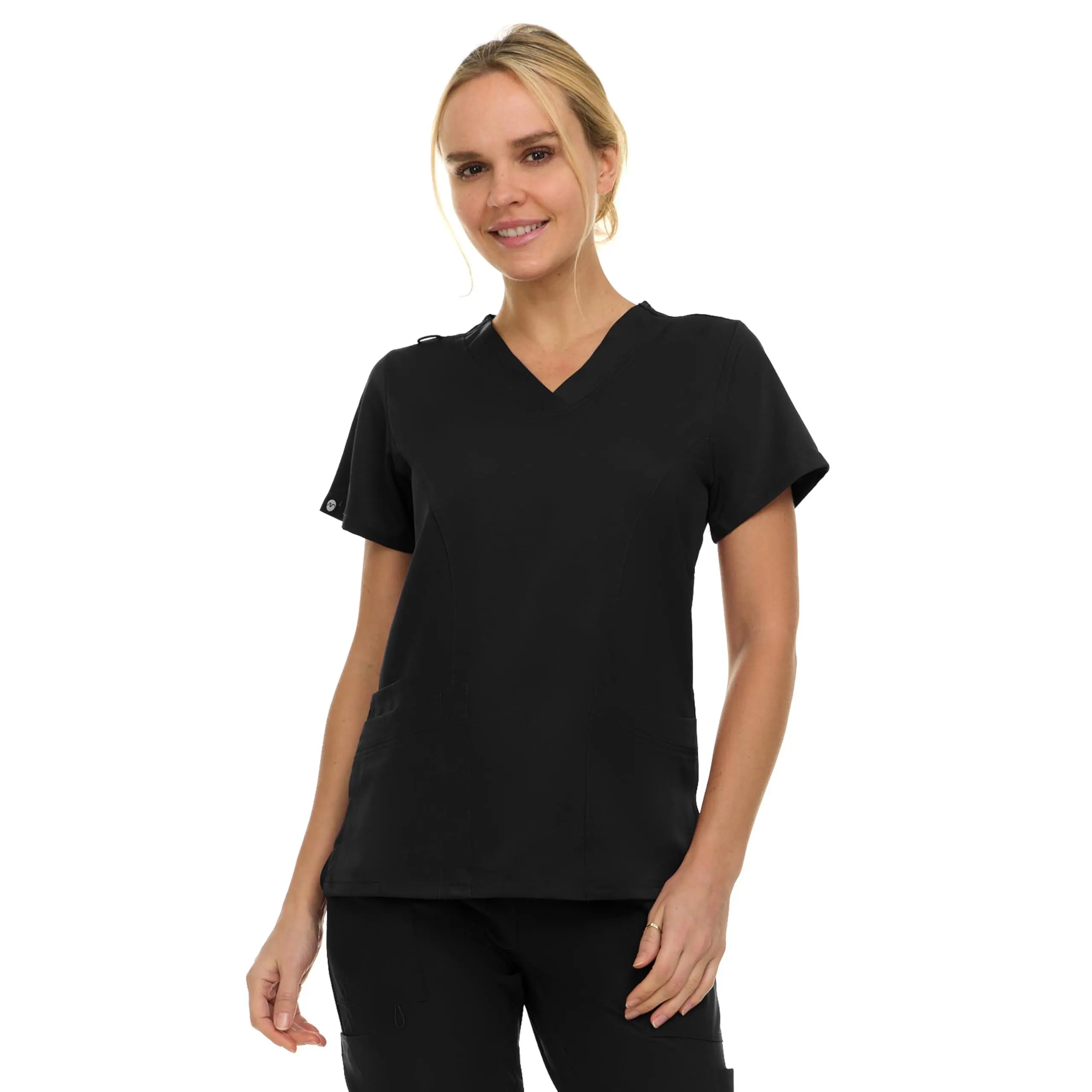 MediChic Women Scrubs V-Neck Three Pocket Scrub Top with 4-Way Stretch, Available in Over 20 Colors