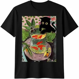 Henri Matisse Goldfish and cat famous Artwork painting T-Shirt Graphic tees