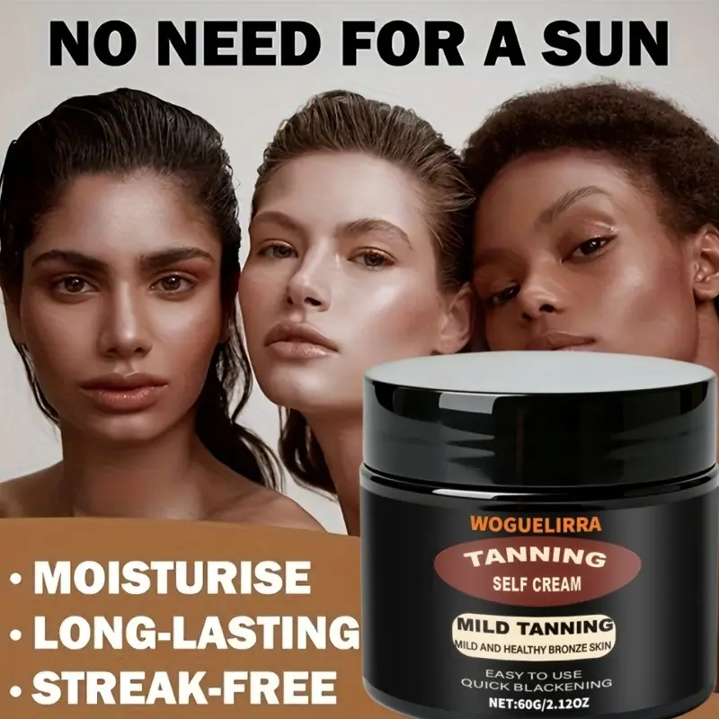 Coconut Bronzing Cream, Sunless Tanner, Fake Tan, Long-Lasting 48 Hours, Deep Hydration with Coconut Oil, Rich Texture, Easy to Use, Portable, No Sun Needed