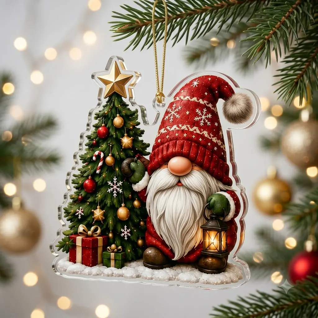 Cozy Santa Acrylic Christmas Hanging Ornament - Festive Home, Party Decoration for Holiday Celebrations