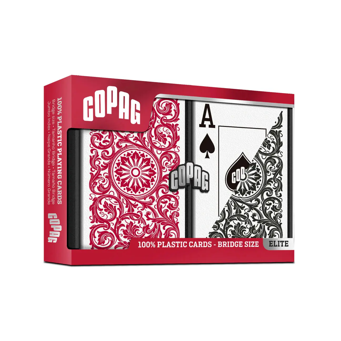 COPAG 1546 Washable PVC Playing Card Set - Bridge-Size, Jumbo-Index, Black & Red 2-Deck Card Game Set, Playing Cards