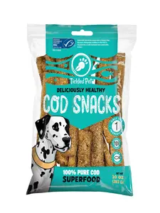 TickledPet Cod Snacks Protein Packed 100% Natural Cod Dog Treats 10 oz Single Ingredient Omega & Calcium Rich Guilt-Free Snacks