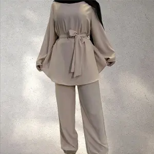 RYA Modest Attire Long Sleeve 2 piece pant suit with belt