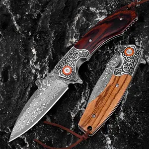 2026 New Outdoor Folding EDC Knife High Carbon Steel Blade Wood Handle Compact Knife For Camping Hiking Adventure