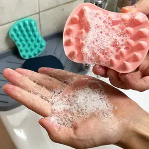 Soft Silicone Scalp Massager Brush, Home Use Soap Type Hair Comb, Easy Clean Dandruff Removal, Bathing Essentials