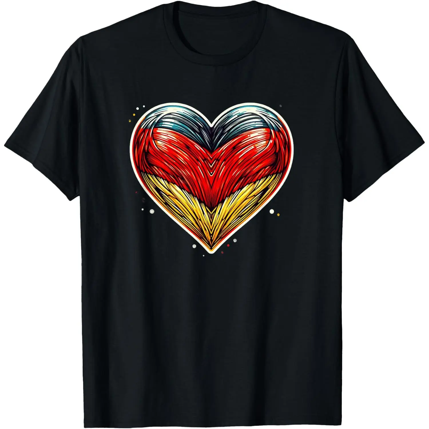 Women's Casual Graphic T-Shirt with a Distressed Germany Flag Heart, 100% Cotton Short Sleeve Round Neck Top