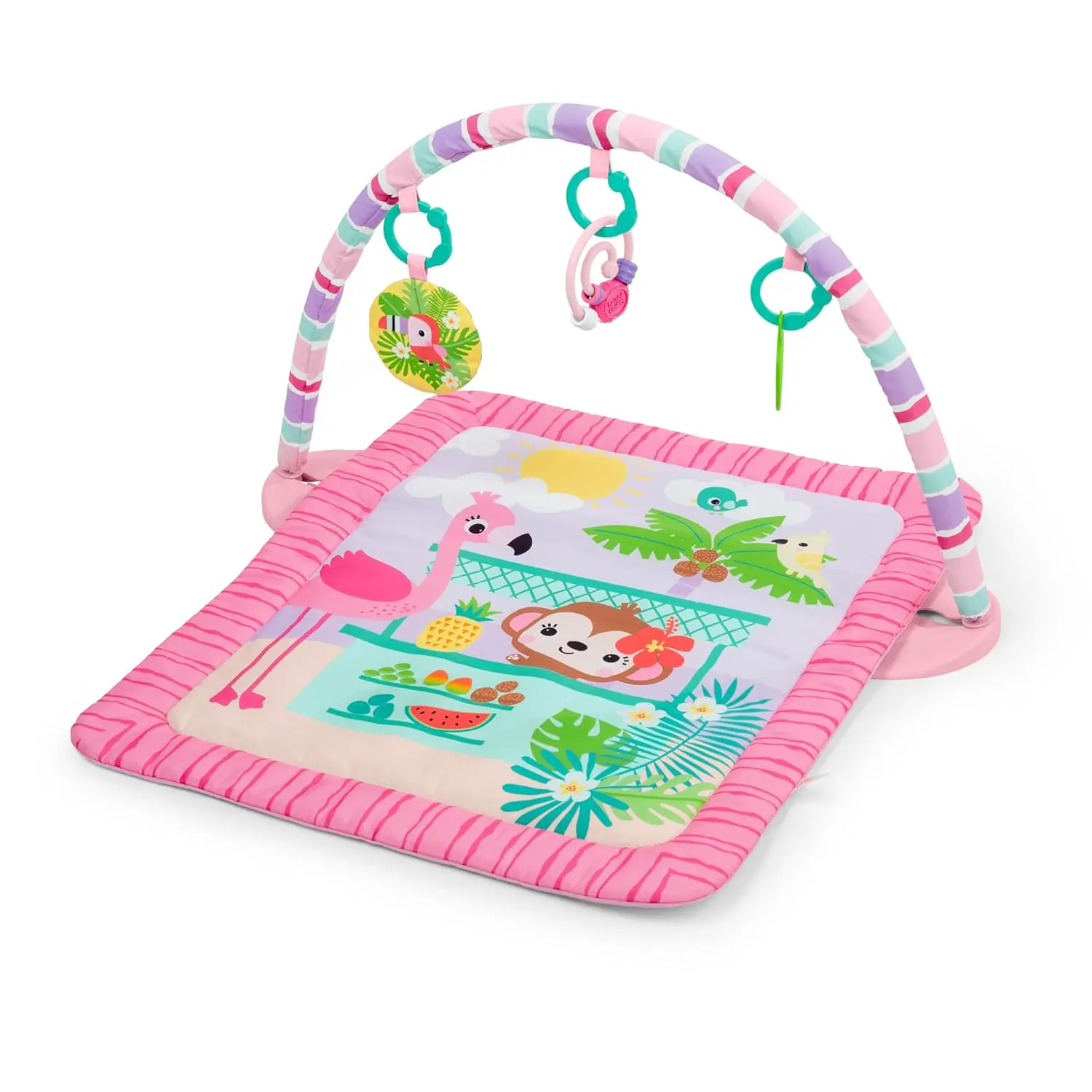 Baby Activity Gym with Play Bar and 3 Toys Tummy Time Mat for Newborn to 3 Years Old Infants Toddlers Developmental Playmat Fitness Play Set