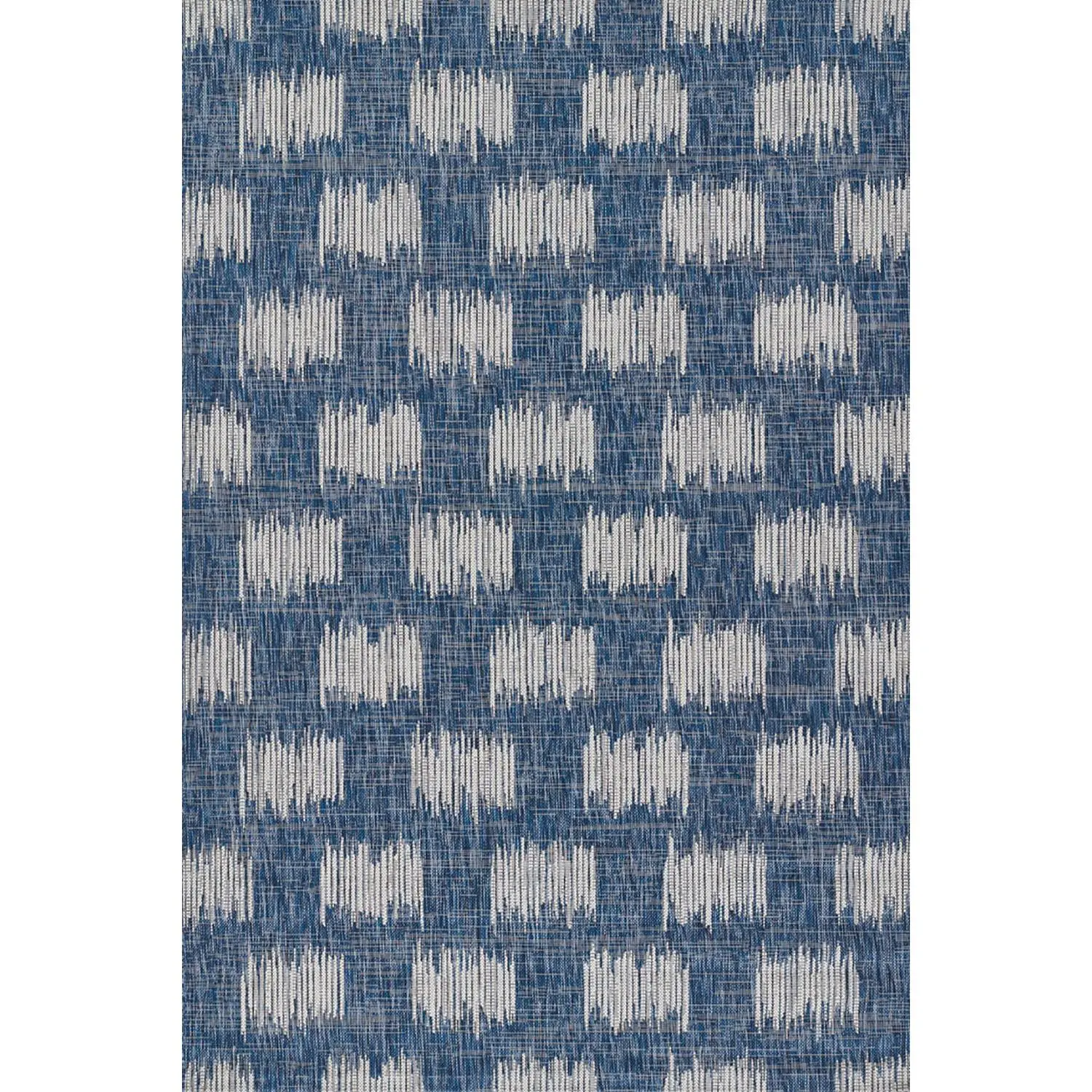 Ziba Home Villa Outdoor Rug Turin Blue – Bold Geometric Pattern – Non-Slip, Weather-Resistant 100% Polypropylene Rug for Stylish Indoor/Outdoor Spaces