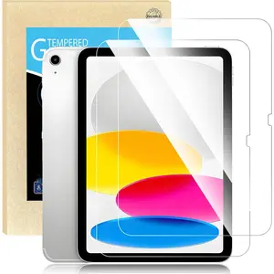 2 Packs Tempered Glass Screen Protector for iPad 10th Generation 2022 iPad 11th Generation 2025, 9H Hardness,  Clear, Anti-Fingerprint, Bubble-Free Installation, Compatible with  Pencil  ID Touch ID