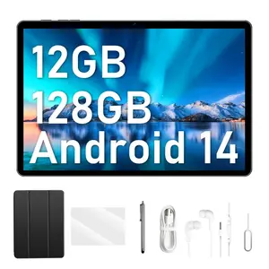 10.1 Inch Android 14 Tablet PC, Octa-Core Cpu, 12GB(4+8GB Extended) RAM + 128GB(64+64GB Extended) Storage, Dual Cameras, Stylus Included, High-Resolution Display