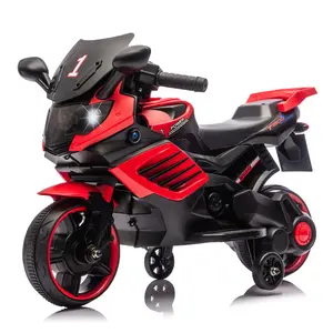 6V Kids Electric Ride On Motorcycle, Battery Powered Toddler Toy Bike with Treaded Anti-Slip Tires, Functional Headlight, Horn, Music Playback and Auxiliary Training Wheels, Stable Riding Design, Perfect Gift for Boys and Girls