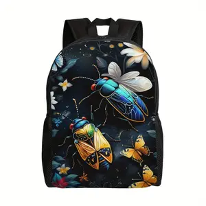 Insect Graphic Unisex Laptop Backpack, Large Capacity Lightweight Daypack with Spacious Compartment, Multipurpose Bag for College Daily Commute Hiking Camping Travel, Trendy Nature Aesthetic Holiday Birthday Gift for Bug Lovers