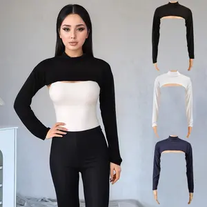 Elastic Modal Jersey Full Neck Sleeve Woman Muslim Long Arm Cover Shrug Shoulder Oversleeve Suncreen Wear Under T-Shirt Islamic