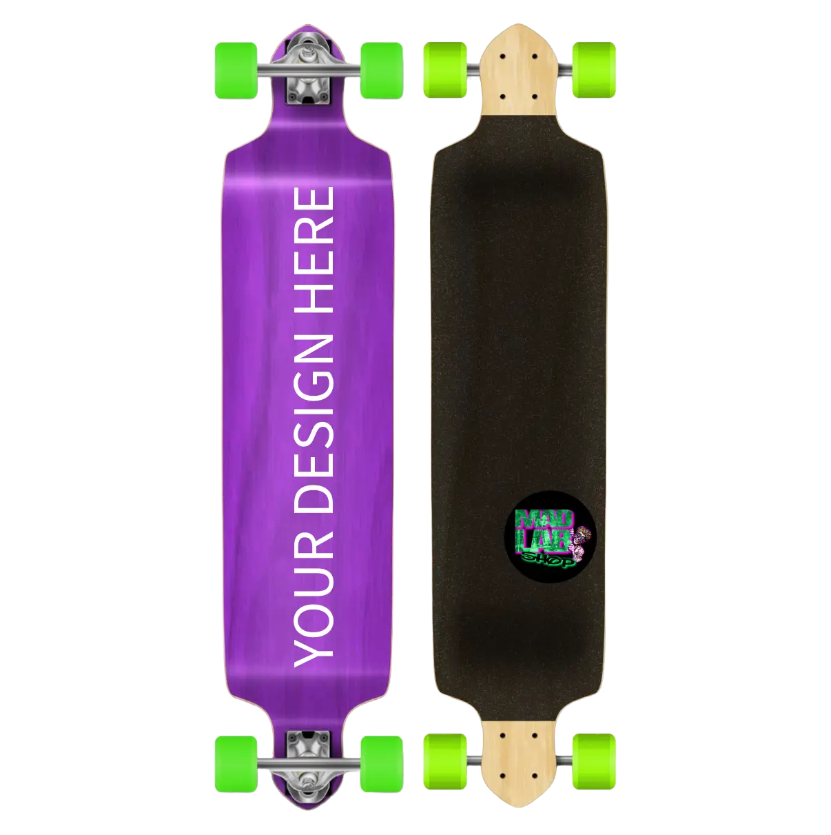Custom Hand-Painted Longboard with 1-of-1 Original Art, 41.25" Double Drop 9-Ply Maple Deck with Durable Paint Finish, Custom Painting, Mad Lab, 41.25" Length, One-Of-A-Kind
