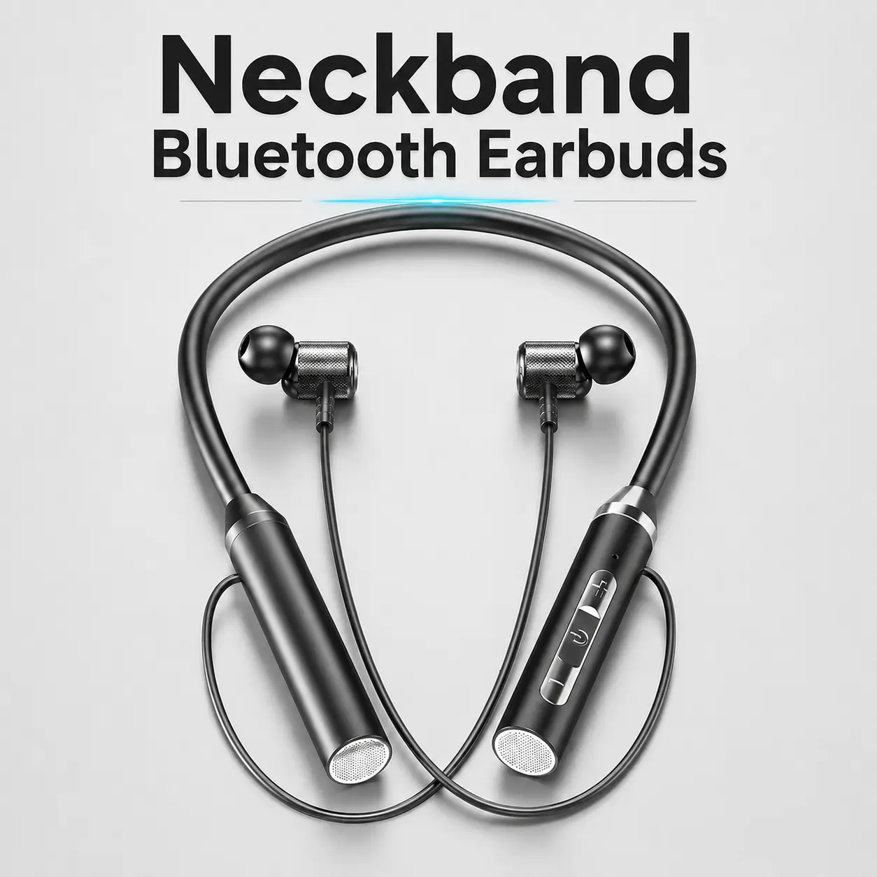 Wireless Bluetooth Neckband Earbuds - Single Pair In-Ear Headphones with LED Digital Display, Water Resistant, Amplifier