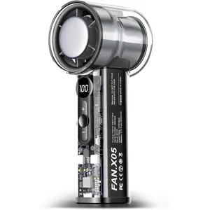 Portable Handheld Turbo Ice Fan, USB Rechargeable Mini Personal Fan For Ice Cooling, High Speed 1-100 Adjustable, Digital Display, Battery Powered Fan For Travel, Office, Outdoor, Acrylic, ABS