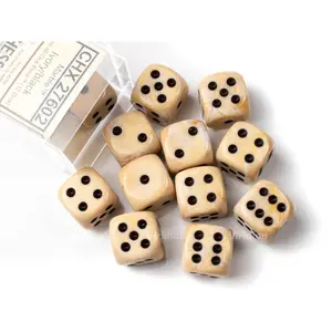 Marble Ivory & Black | D6 Block | Chessex Dice (12)