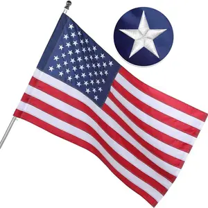 Pole Sleeve American Flag, Outdoor, Heavy Duty, Embroidered Stars, Sewn Stripes, 210D Polyester, Quadruple Stitched Fly End(Pole Not Included), Durable Construction, Patriotic Display Residential Commercial Use,summervibes