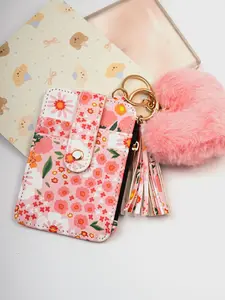 Cute Flower Pattern Card Holder Keychain, Fashionable Keychain for Women & Girls, Trendy All-match & Exquisite Keychain for Birthday Gift