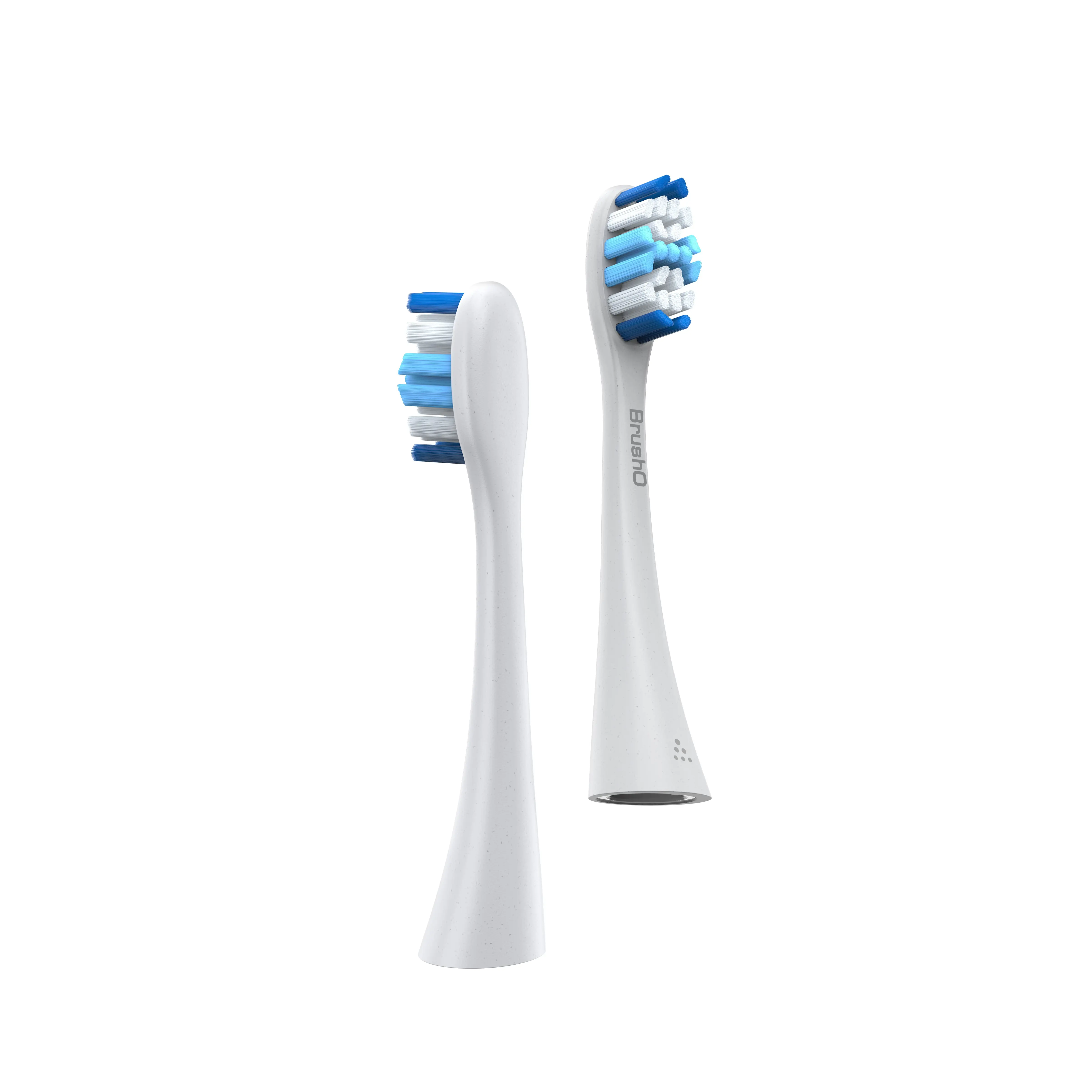 BrushO Replacement Brush Heads – 4-Pack：Ultra-Thin W-Shaped Bristles, 90% End-Rounded Tips & Food-Grade Safe Materials