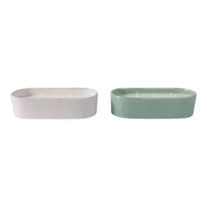 212 MAIN Oval Ceramic Colored Decorative Grapefruit & Ginger Wax Candle Set - 2-Pack, 10x4in, 19 oz, Home Decor Accent Piece, Ceramic Candles, Colored Decorative Candles