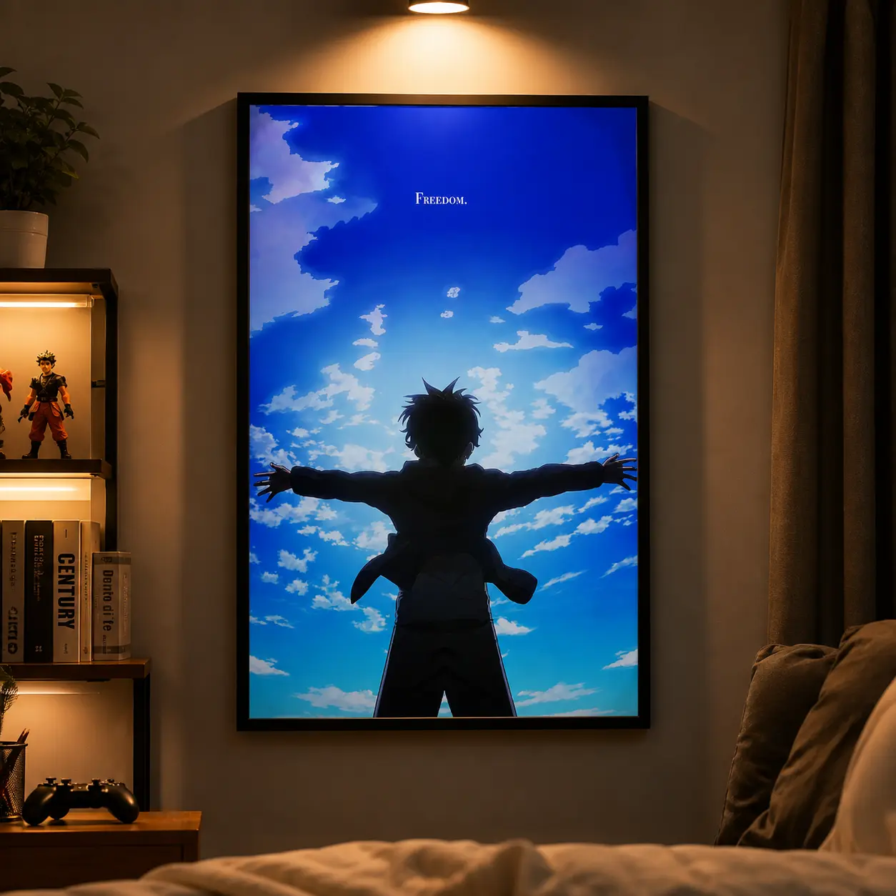 Eren Yeager "Freedom" Quote Graphic Print Poster - Attack on Titan Anime Merchandise, Motivational Aesthetic Wall Art, Cool Room Decor for Teenage Boys, Dorm & Living Room Decoration, Teen Boy Gift