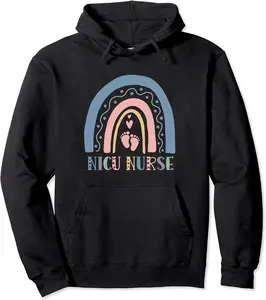 NICU Nurse Rainbow with Baby Feet Pullover Hoodie - Luismrid Shop 84B0BNM673S8
