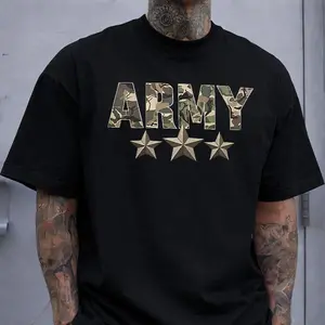 "ARMY" Camo Graphic Tee - Military-Inspired Casual Short-Sleeve Top
