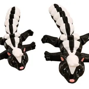 3d printed skunk decorative figurine with trash and cans  .