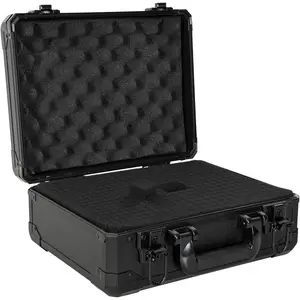13 Inch Aluminum Carrying Case 13 X 10 X 5.5 Inch Ideal for Microphone & Camera Gear Transportation, DJ Mixer Case with Customizable Pre-Diced Foam, Black