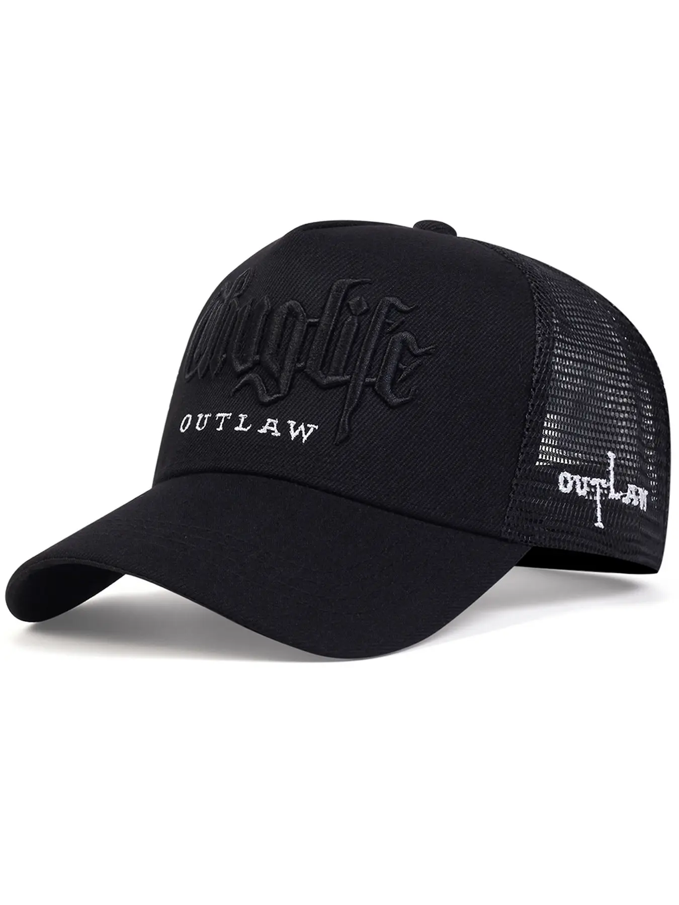 2025 Fashion New Net Hat Streetwear Street Style Cap Thug LIFE Embroidered Men's Street Hip Hop Hat Skateboard Trucker Hat Women's Outdoor Leisure Sports Cycling Sunscreen Hat Suitable for Daily Life Festivals Parties Wear Decorative Baseball Hat
